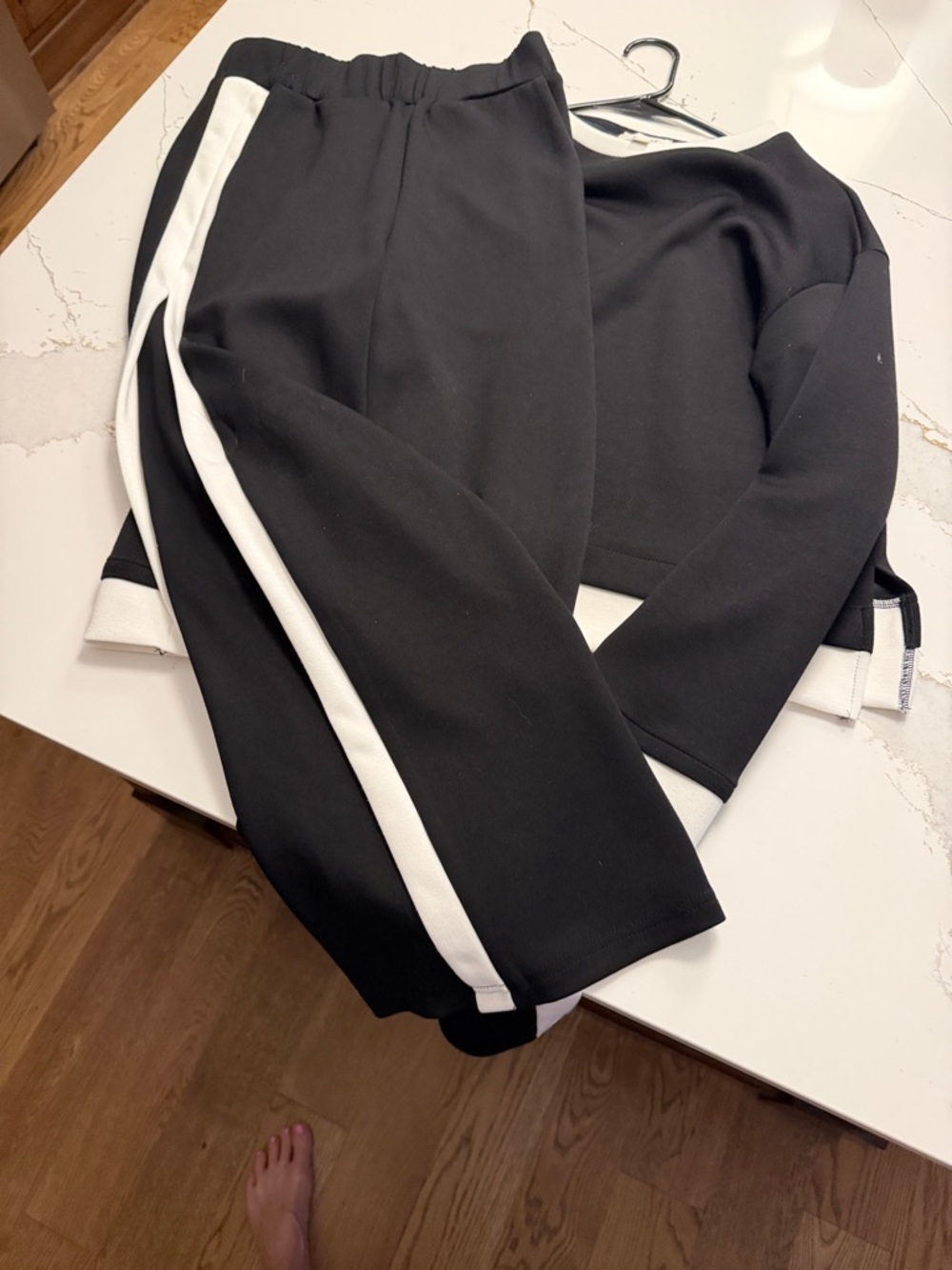 P. Cill Black and White Two-Piece Sweat Set Butter Modal fabric - Picture 2 of 6